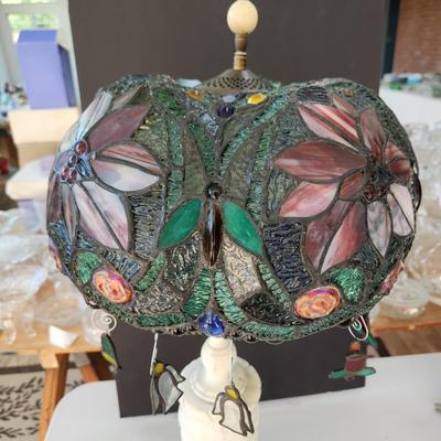Stained Glass Lamp Shade on Marble Base