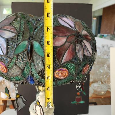 Stained Glass Lamp Shade on Marble Base