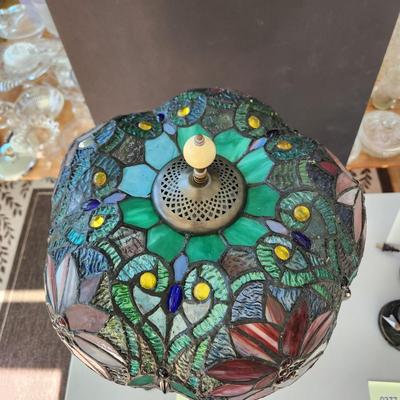 Stained Glass Lamp Shade on Marble Base
