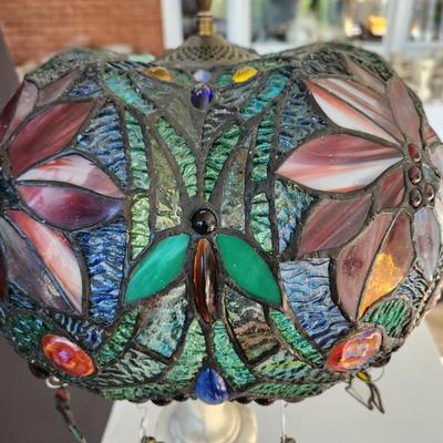 Stained Glass Lamp Shade on Marble Base