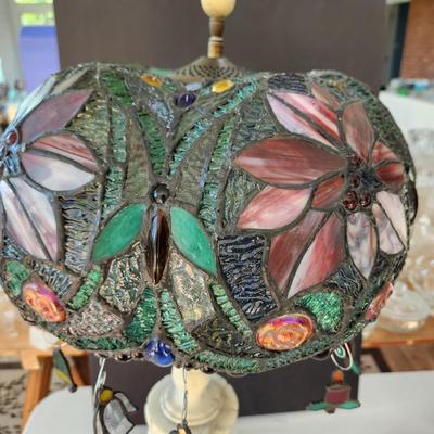 Stained Glass Lamp Shade on Marble Base