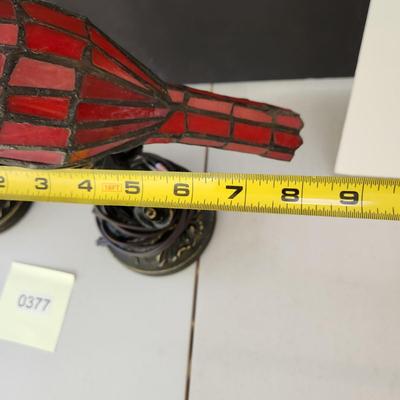 2 Stained Glass Red Cardinal Birds Accent Lamps Lights
