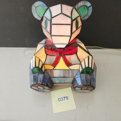 Stained Glass Teddy Bear Accent Lamp Light