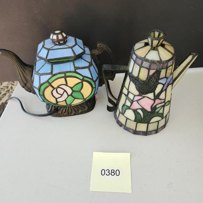 Stained Glass Coffee & Tea pot Accent Lamp Light