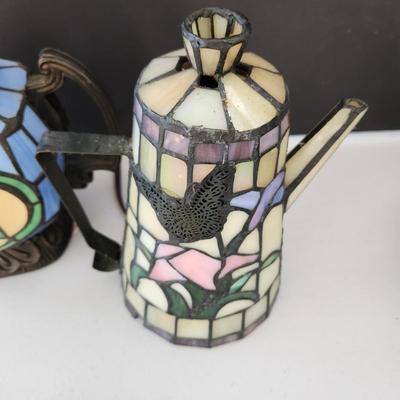 Stained Glass Coffee & Tea pot Accent Lamp Light