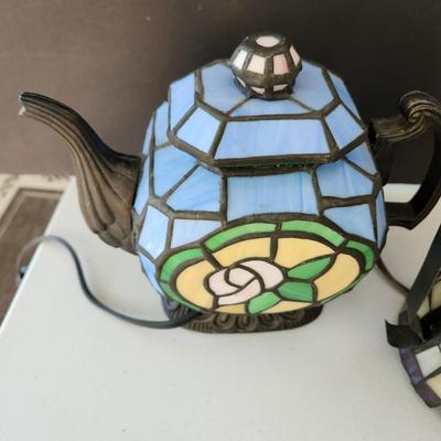 Stained Glass Coffee & Tea pot Accent Lamp Light