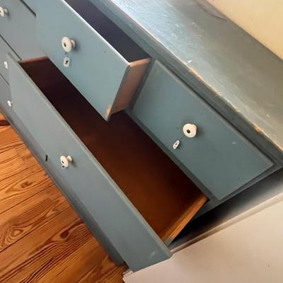 Lot 243 Blue chest of drawers.