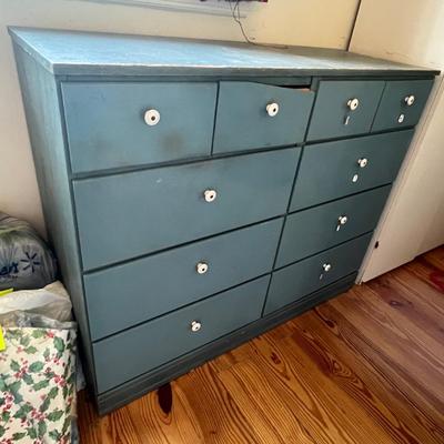 Lot 243 Blue chest of drawers.