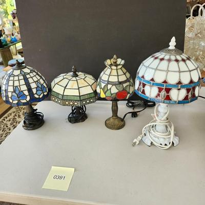 Lot of 4 Stained Glass Table Lamps
