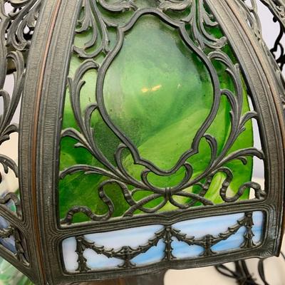 Early Antique Slag Glass Lamp