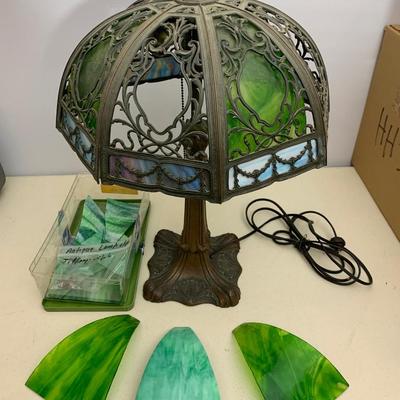 Early Antique Slag Glass Lamp