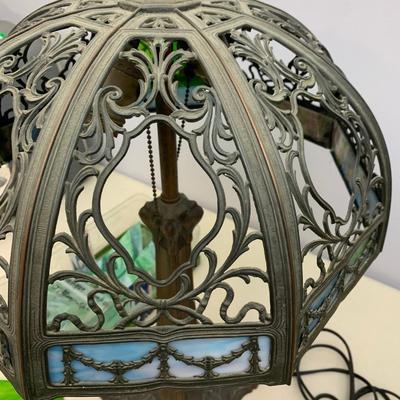 Early Antique Slag Glass Lamp