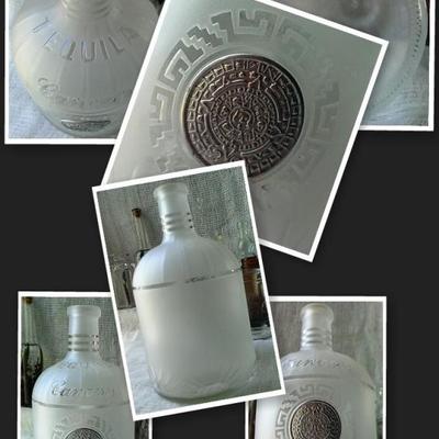 vintage mexican frosted glass bottle