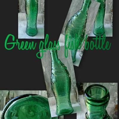 vintage green fish bottle
