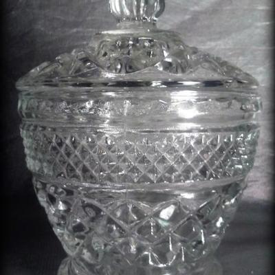 vintage pressed glass candy bowl