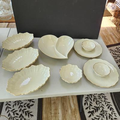 Lot of 7 Lenox USA China Serving Dishes Symphony Sculptured, Keepsake 12"