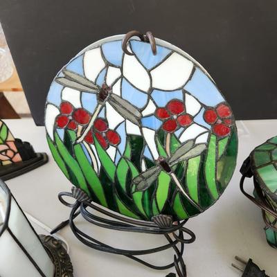 Lot of 11 Stained Glass Accent Table Lamps Lights Wine Bucket, Fish, Chicks, Frog ++