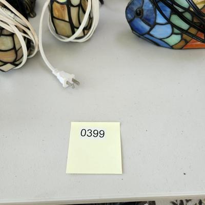Lot of 11 Stained Glass Accent Table Lamps Lights Wine Bucket, Fish, Chicks, Frog ++