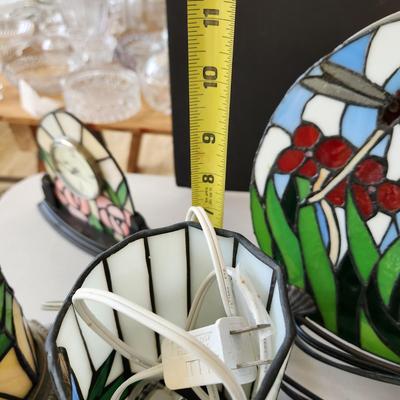 Lot of 11 Stained Glass Accent Table Lamps Lights Wine Bucket, Fish, Chicks, Frog ++