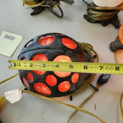 lot of 4 Accent Table Lamps Lights Turtle, Ladybug, Birds