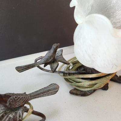 lot of 4 Accent Table Lamps Lights Turtle, Ladybug, Birds