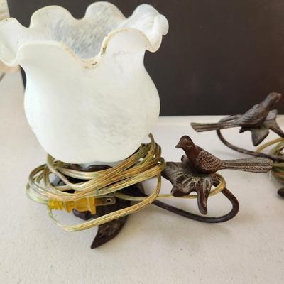 lot of 4 Accent Table Lamps Lights Turtle, Ladybug, Birds
