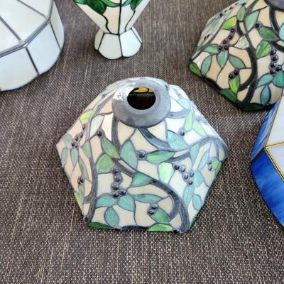 Large lot of 10 Stained Glass Hanging Lamp Shades