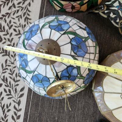 Large lot of 10 Stained Glass Hanging Lamp Shades