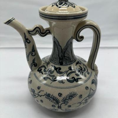 Chinese Vintage White And Blue Teapot