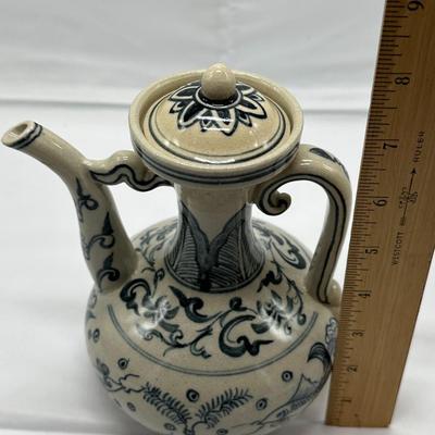 Chinese Vintage White And Blue Teapot