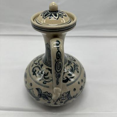 Chinese Vintage White And Blue Teapot