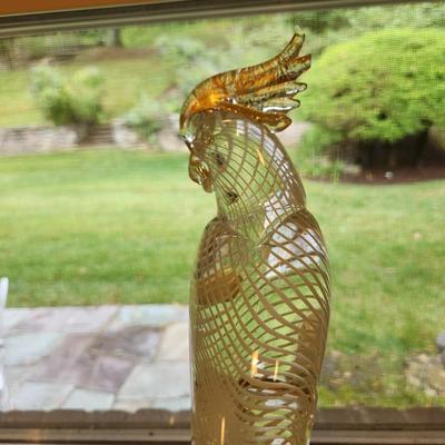 2 Murano Glass Venezia Parrots 12"