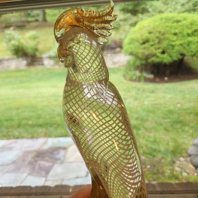 2 Murano Glass Venezia Parrots 12"