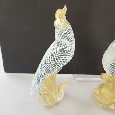 2 Murano Glass Venezia Parrots 12"