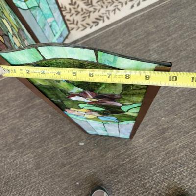 Heavy Stained Glass Fireplace Screen Flowers Butterfly 50"×34"h