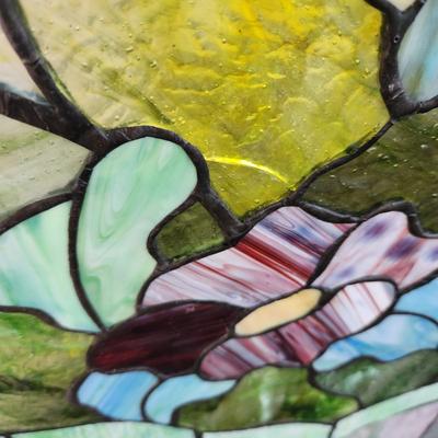 Heavy Stained Glass Fireplace Screen Flowers Butterfly 50"×34"h