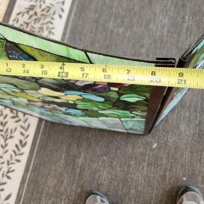 Heavy Stained Glass Fireplace Screen Flowers Butterfly 50"×34"h