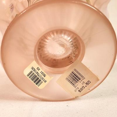 Lot #221 Fenton Art Glass Basket - Pink with flowers