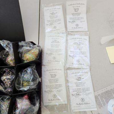 Lot of 17 The Bradford Editions The era of Louis Tiffany Heirloom Porcelain Christmas Ornaments