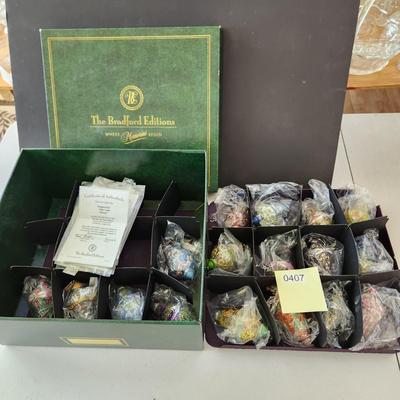 Lot of 17 The Bradford Editions The era of Louis Tiffany Heirloom Porcelain Christmas Ornaments