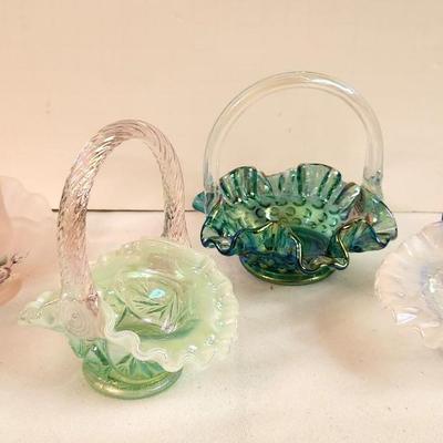 Lot #224 Lot of 4 Small Fenton Baskets - all have labels