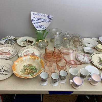 Vintage Glassware Lot Collector Plates Pink Depression +++