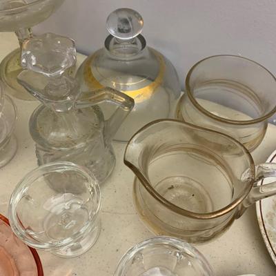 Vintage Glassware Lot Collector Plates Pink Depression +++