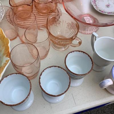 Vintage Glassware Lot Collector Plates Pink Depression +++