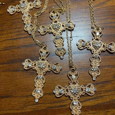 Large group (11) cross necklaces