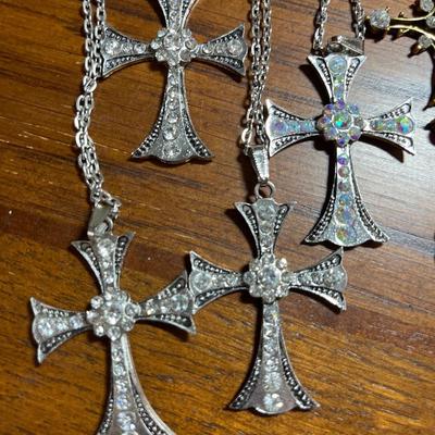Large group (11) cross necklaces