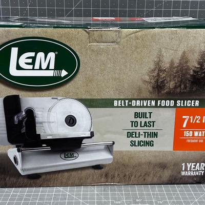 LEM Belt Driven Food Slicer, NEW in Opened Box