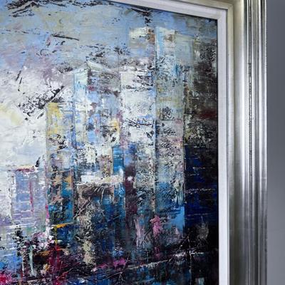 Art Print of City Scape LARGE Framed