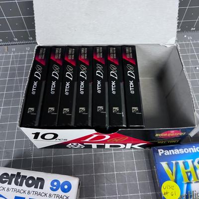 A Bunch of Tapes: VHS, Cassette & 8-Track 
