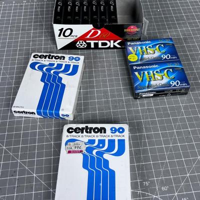 A Bunch of Tapes: VHS, Cassette & 8-Track 